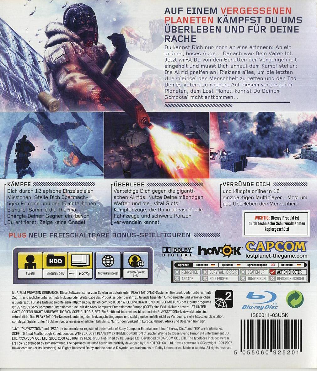 Lost Planet: Extreme Condition - PlayStation 3 Rückseite