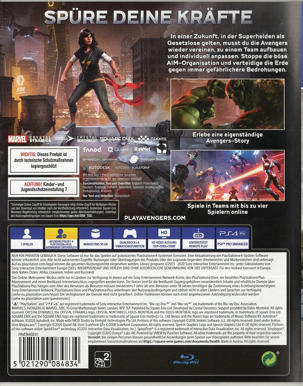 Marvel's Avengers - PlayStation 4 Rückseite