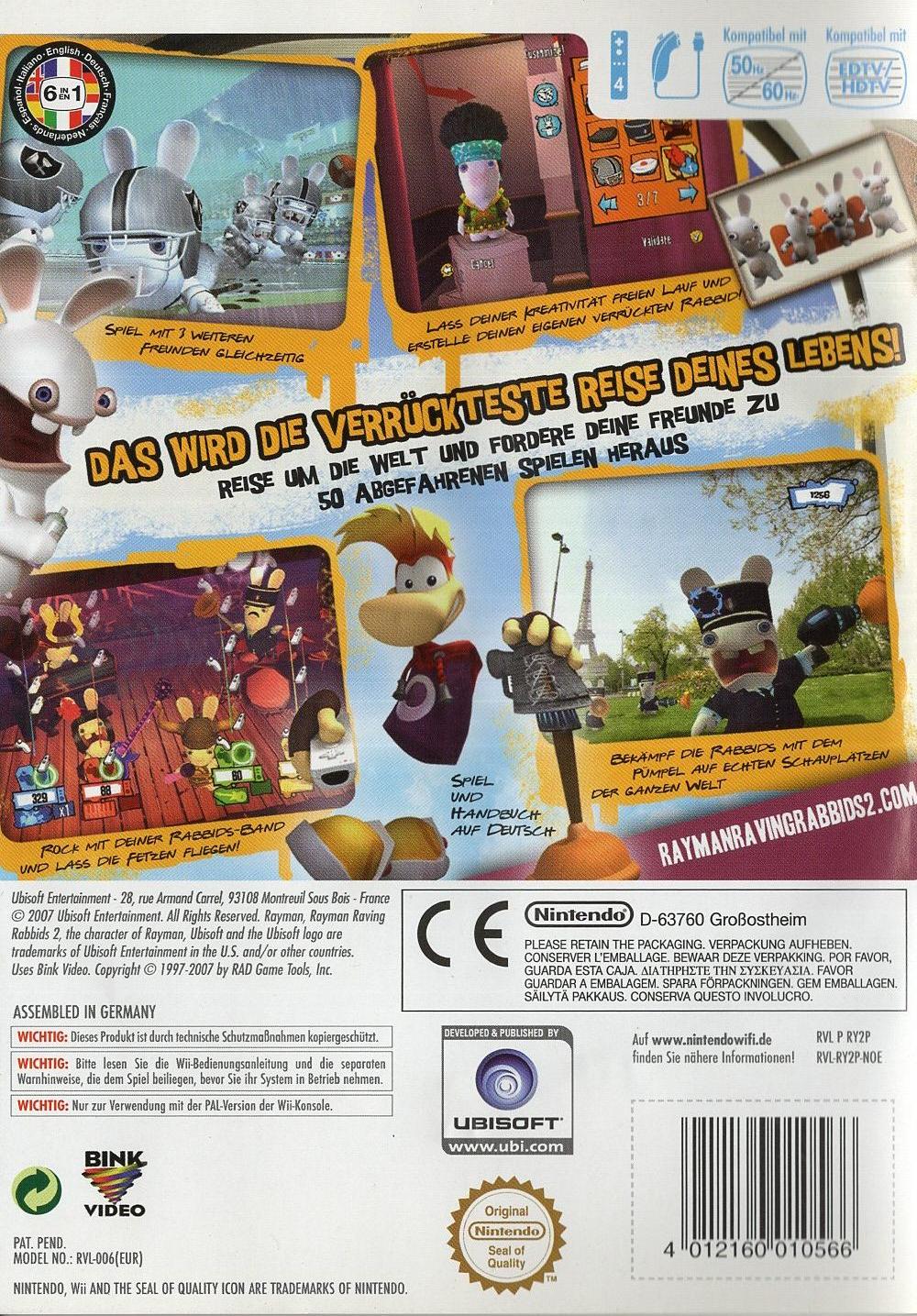 Rayman Raving Rabbids 2 - Nintendo Wii Rückseite