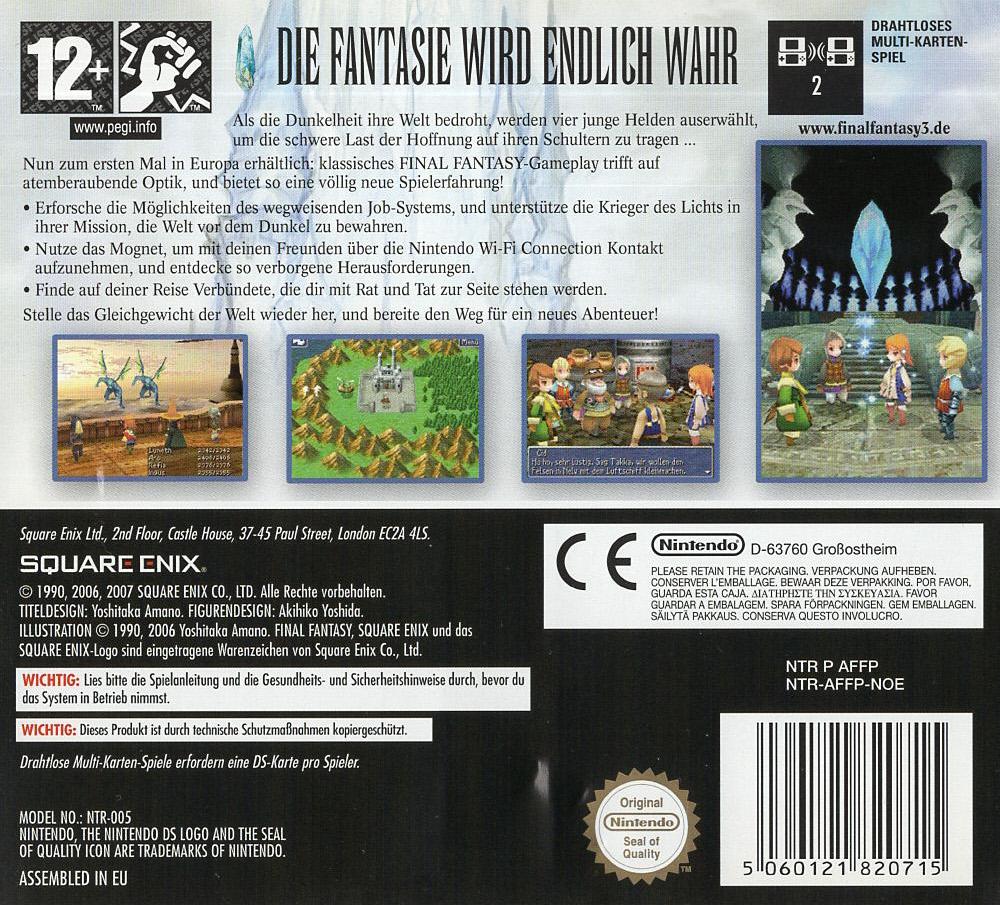 Final Fantasy III - Nintendo DS Rückseite