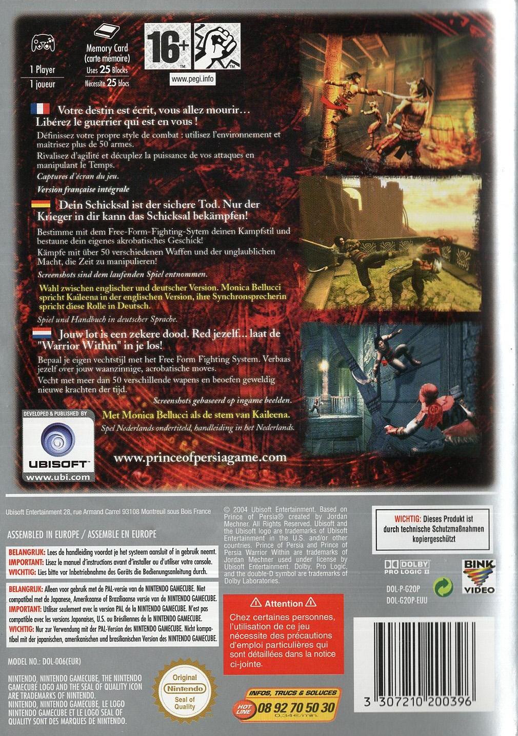 Prince of Persia: Warrior Within - Nintendo GameCube Rückseite