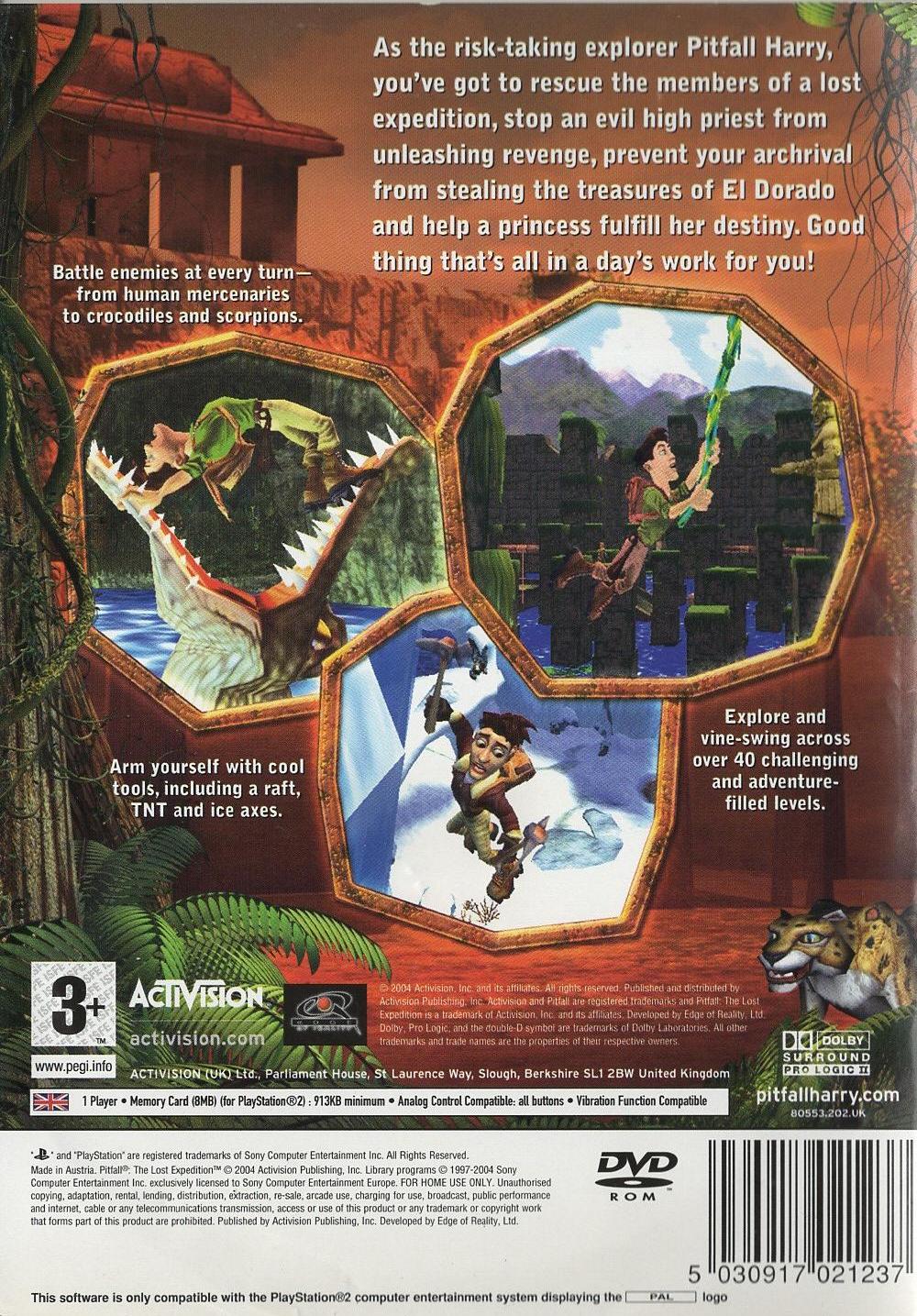 Pitfall: The Lost Expedition - PlayStation 2 Rückseite