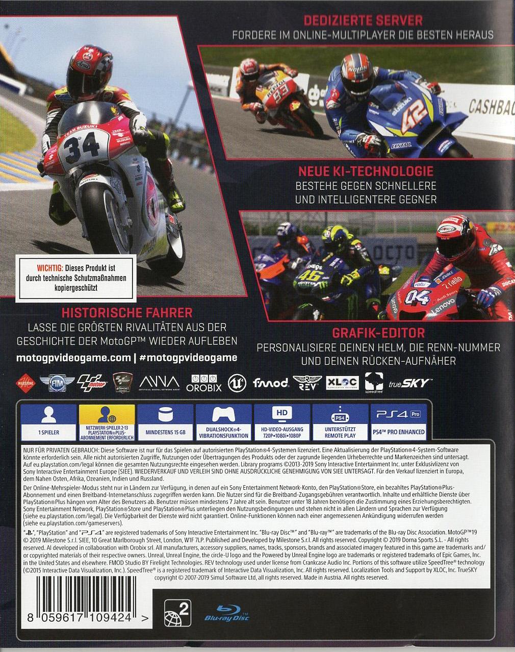 MotoGP 19 - PlayStation 4 Rückseite