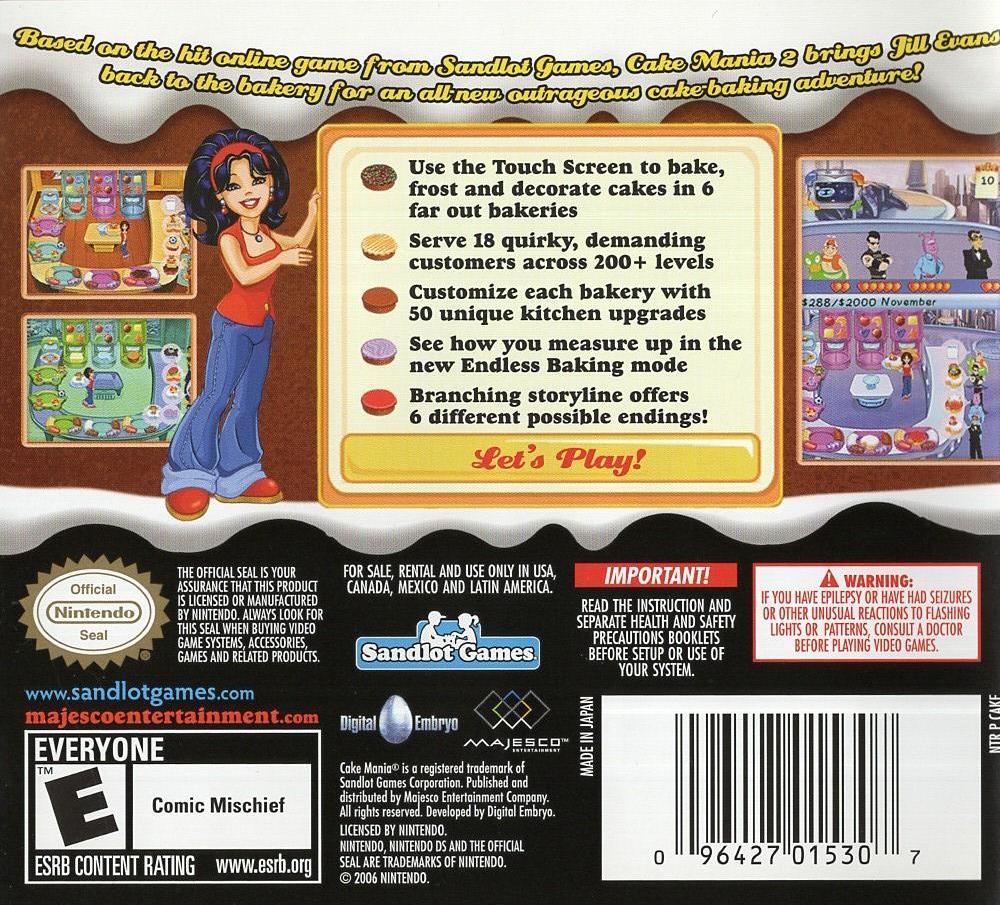 Cake Mania 2 - Nintendo DS Rückseite