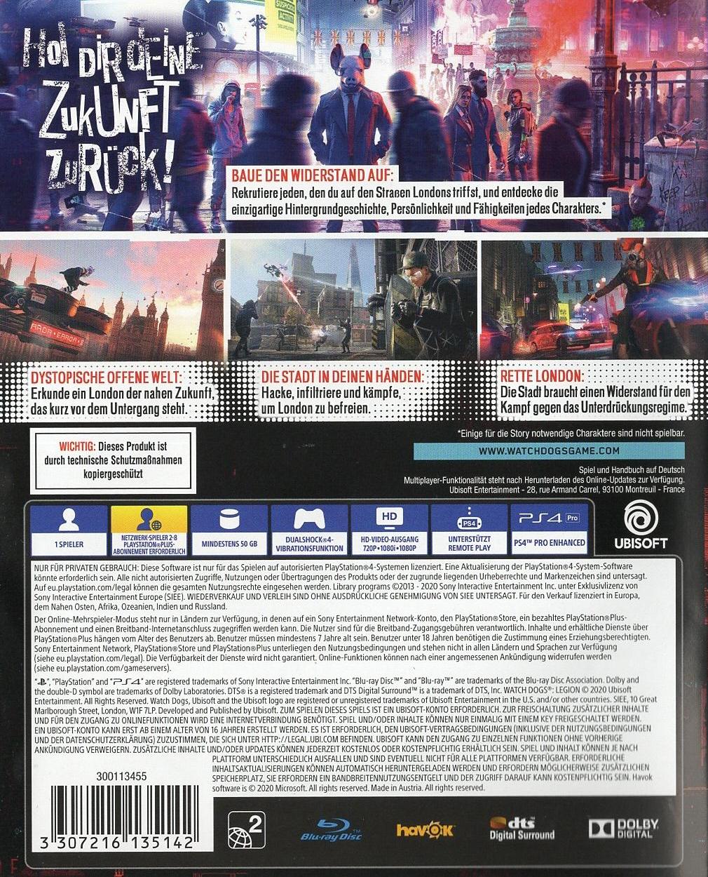 Watch Dogs: Legion - PlayStation 4 Rückseite