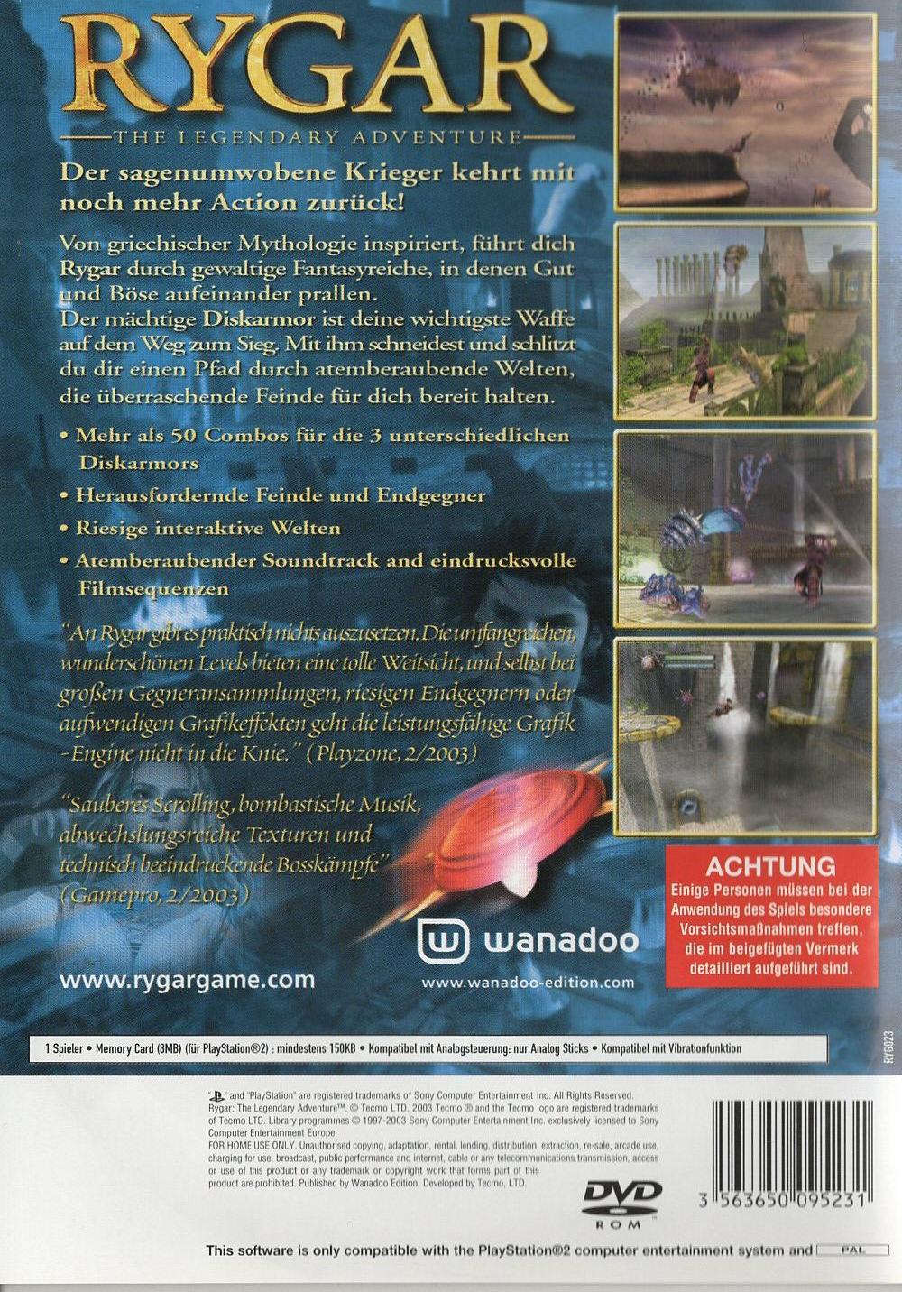 Rygar: The Legendary Adventure - PlayStation 2 Rückseite