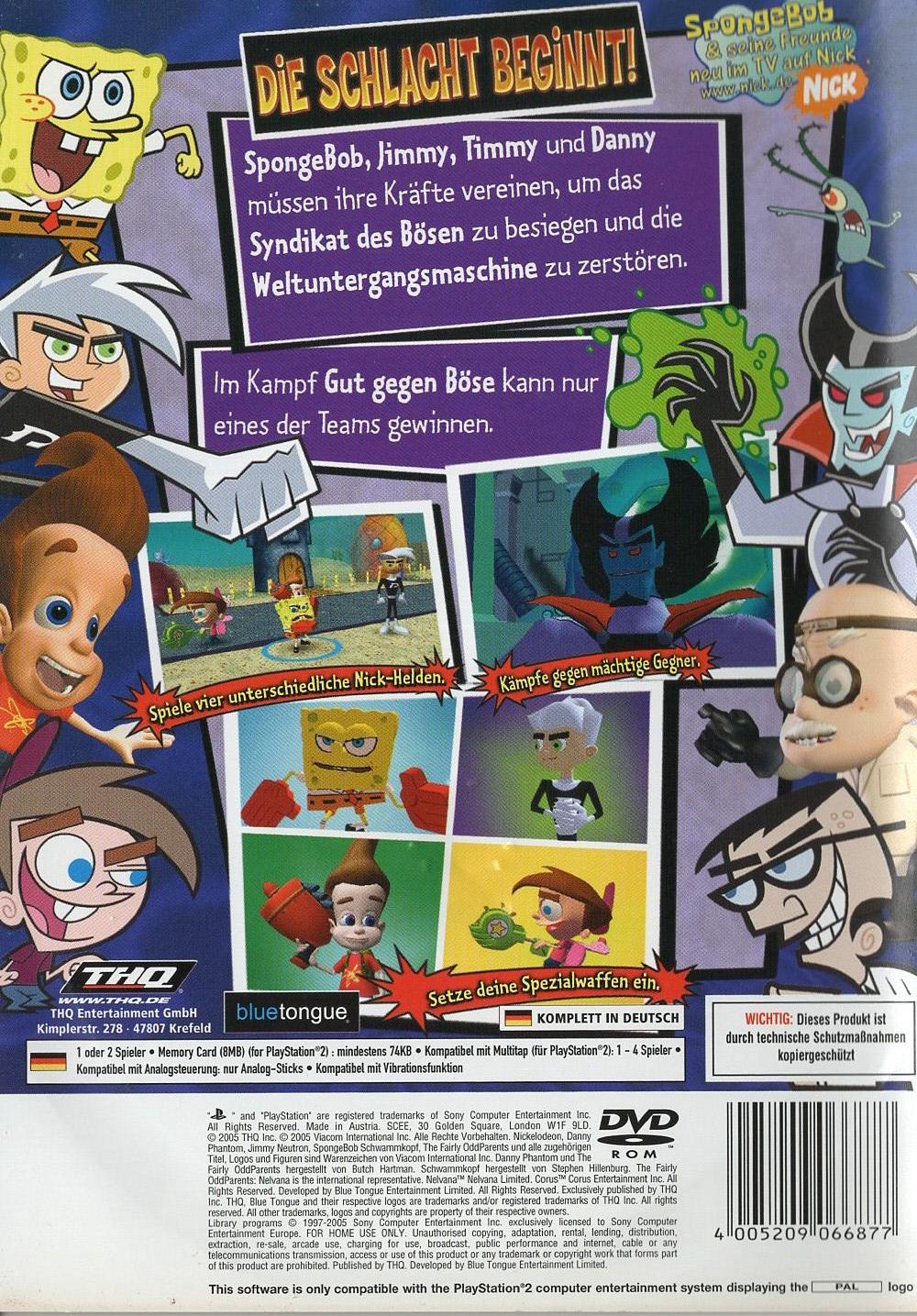 SpongeBob Schwammkopf und seine Freunde: Durch dick und dünn! - PlayStation 2 Rückseite