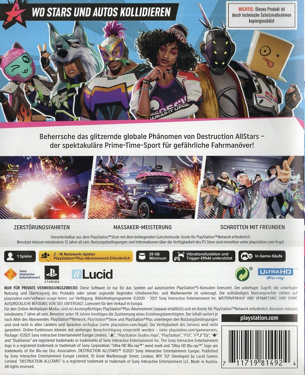 Destruction AllStars - PlayStation 5 Rückseite