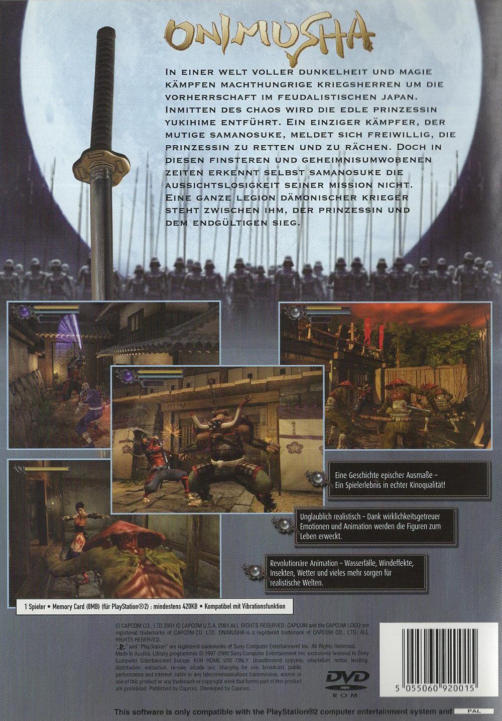 Onimusha: Warlords - PlayStation 2 Rückseite