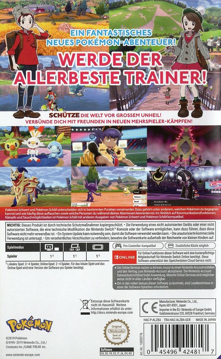 Pokémon Schild - Nintendo Switch Rückseite