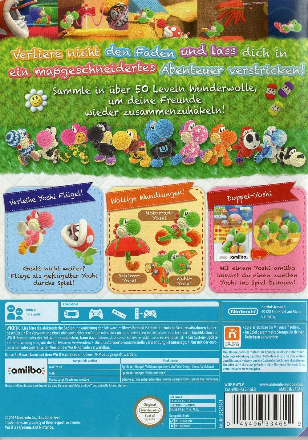 Yoshi's Woolly World - Nintendo Wii U Rückseite