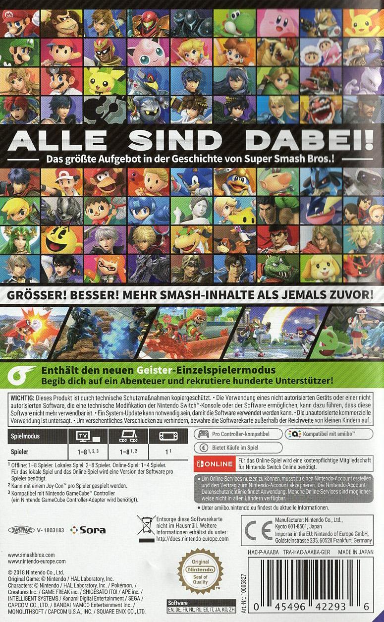 Super Smash Bros. Ultimate - Nintendo Switch Rückseite