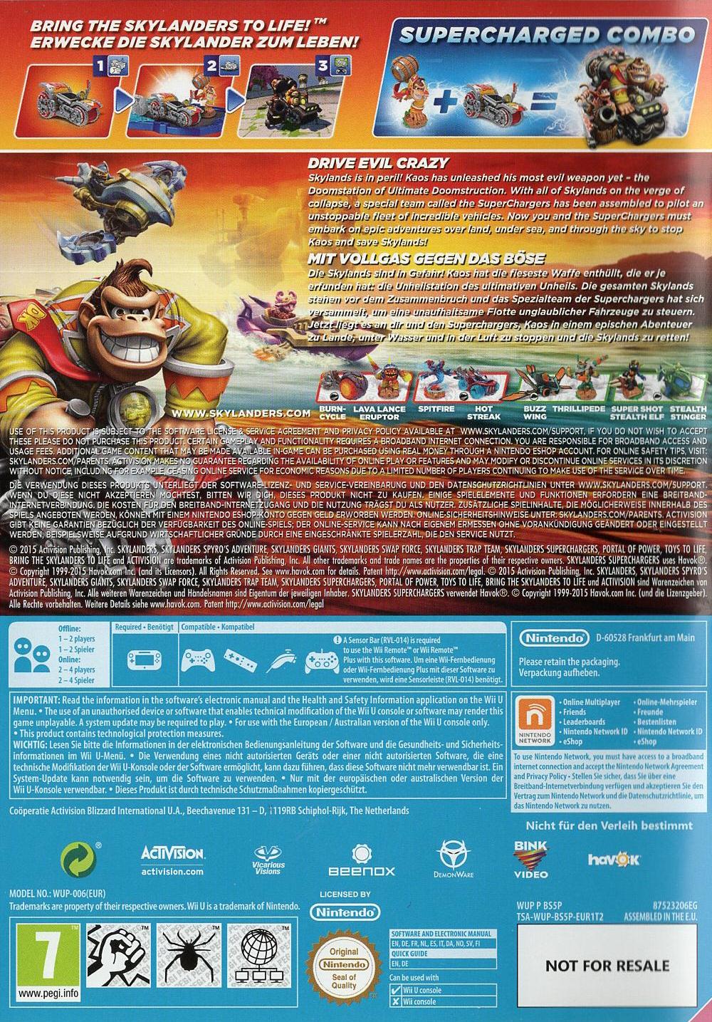 Skylanders Superchargers - Nintendo Wii U Rückseite