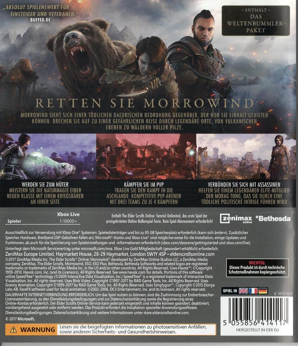 The Elder Scrolls Online: Morrowind - Xbox One Rückseite