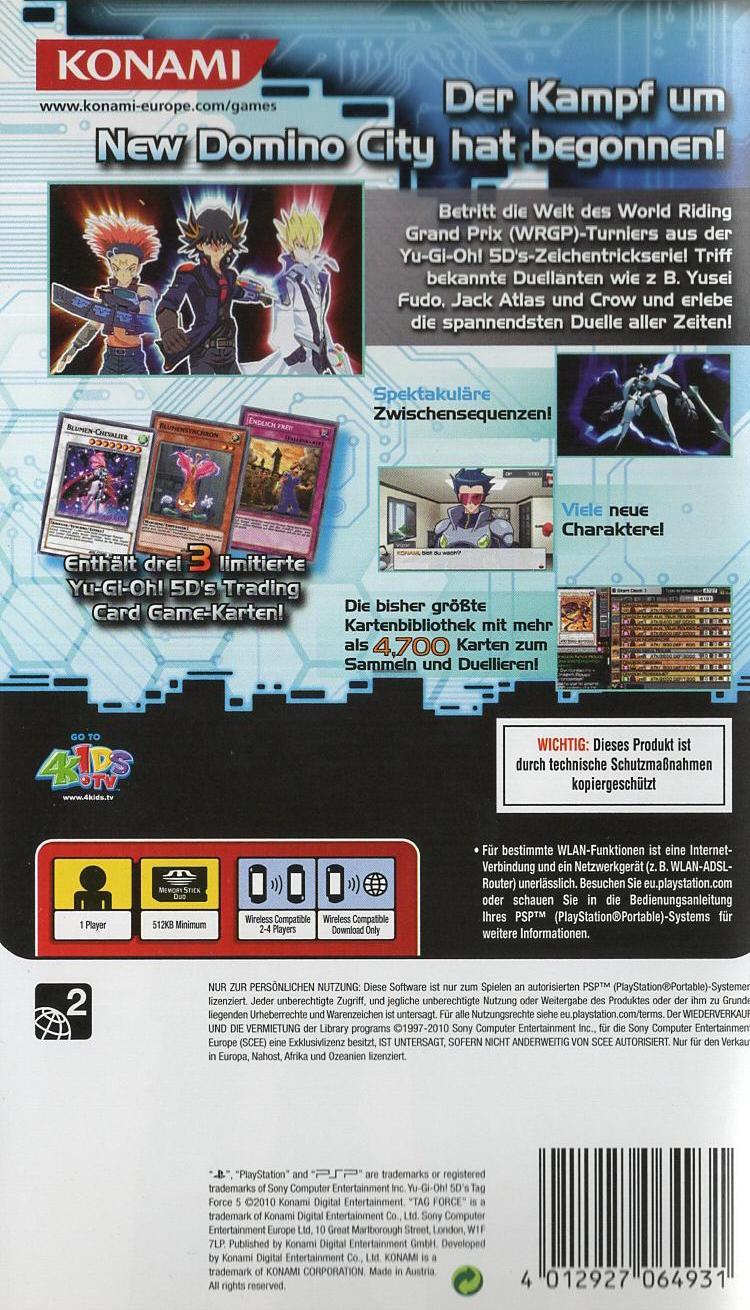 Yu-Gi-Oh! 5D's Tag Force 5 - PlayStation Portable Rückseite