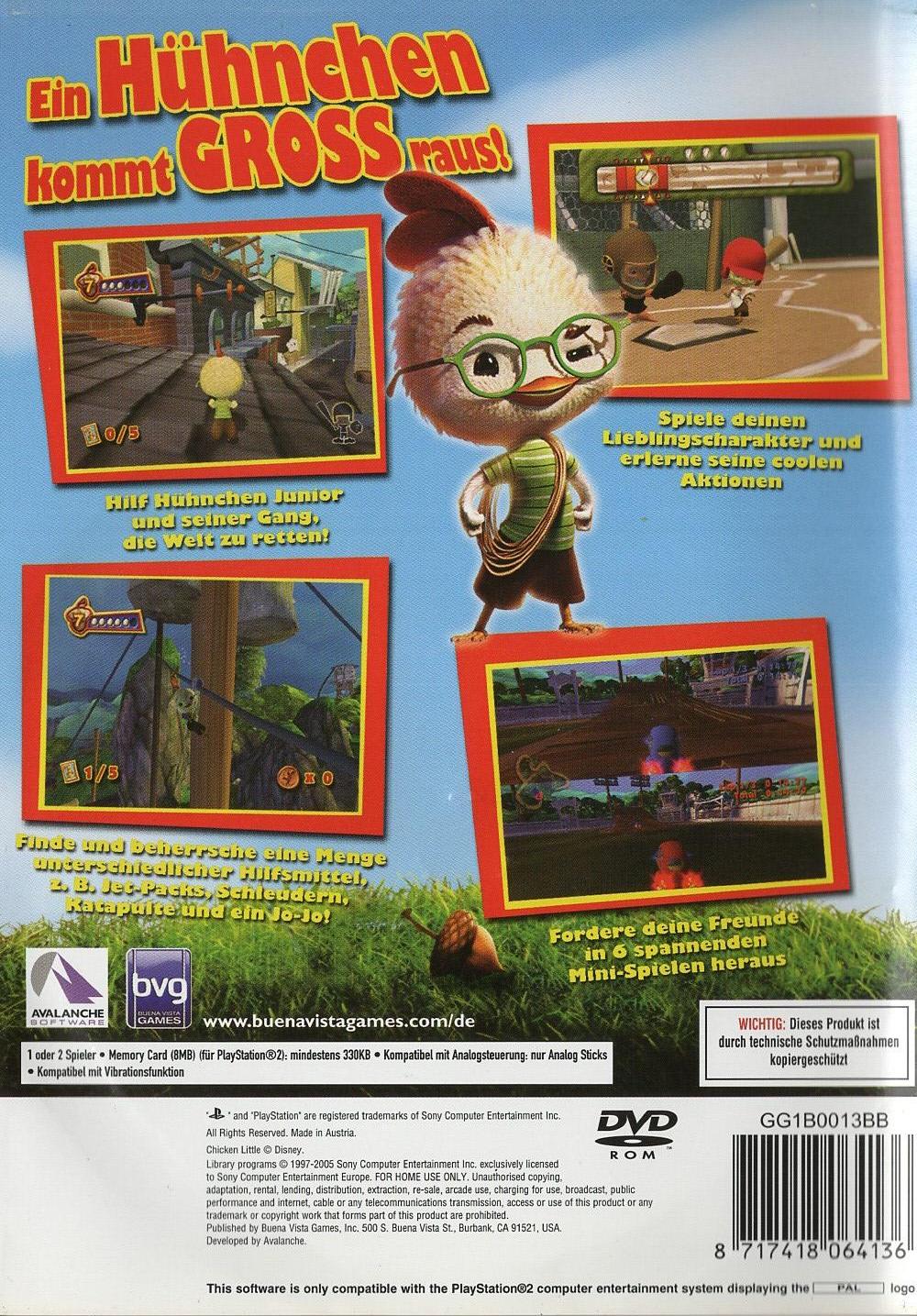 Disney's Himmel und Huhn - PlayStation 2 Rückseite