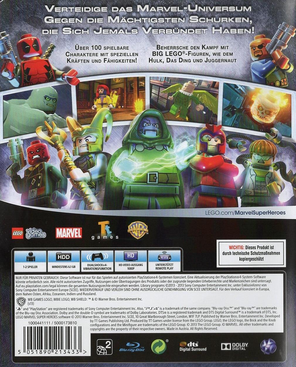 LEGO Marvel Super Heroes - PlayStation 4 Rückseite