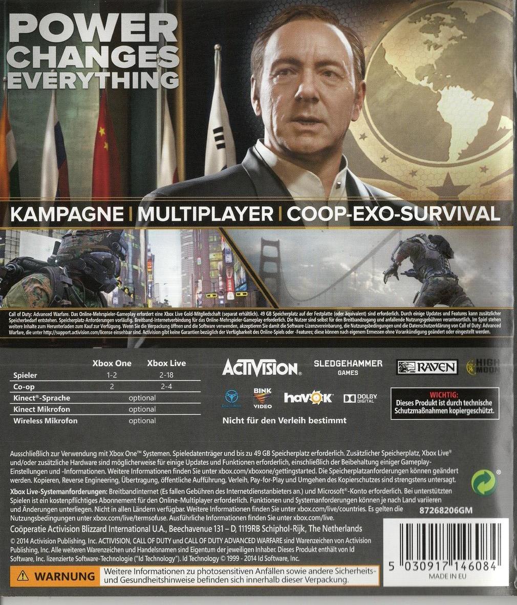Call of Duty: Advanced Warfare - Xbox One Rückseite