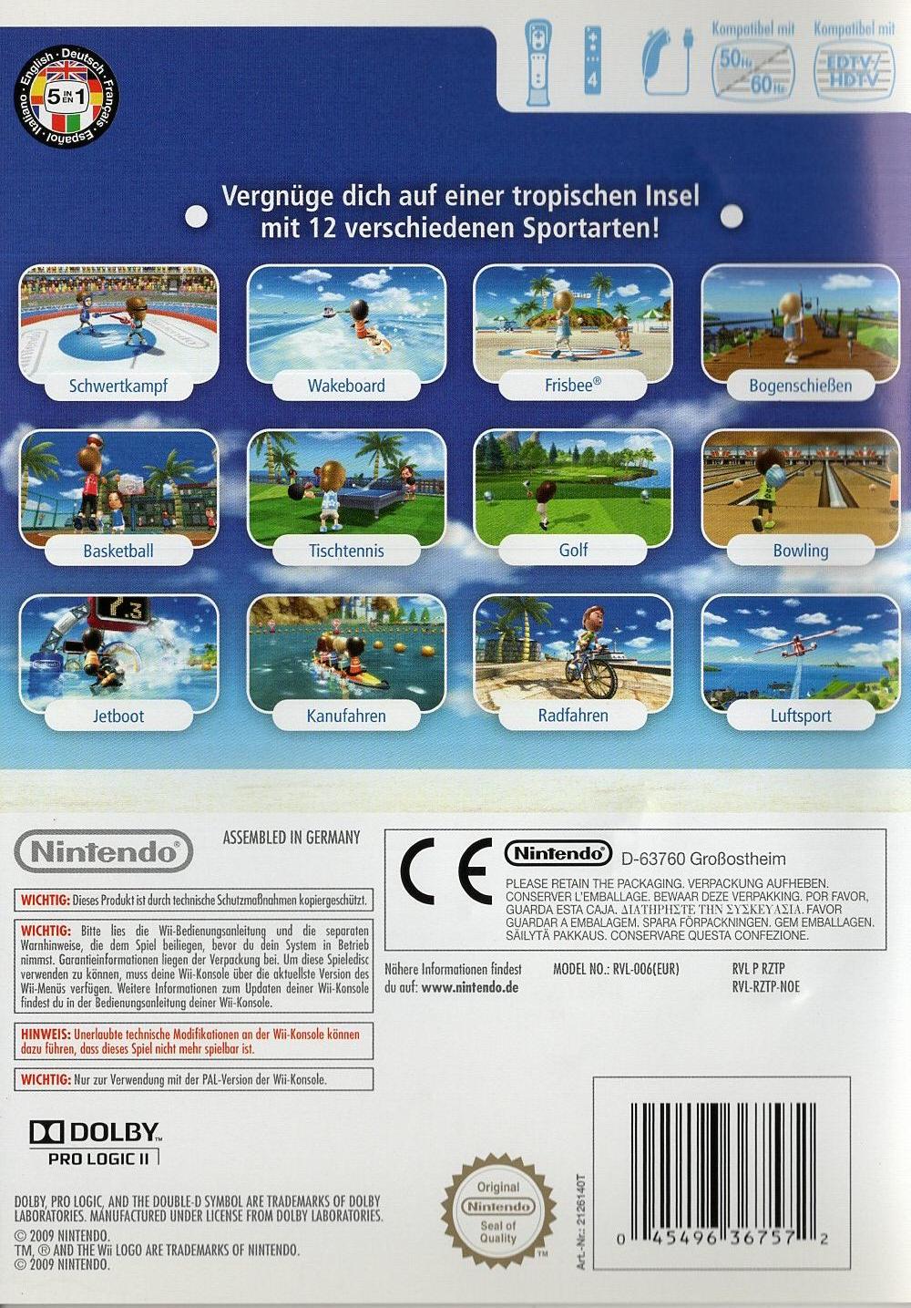 Wii Sports Resort - Nintendo Wii Rückseite