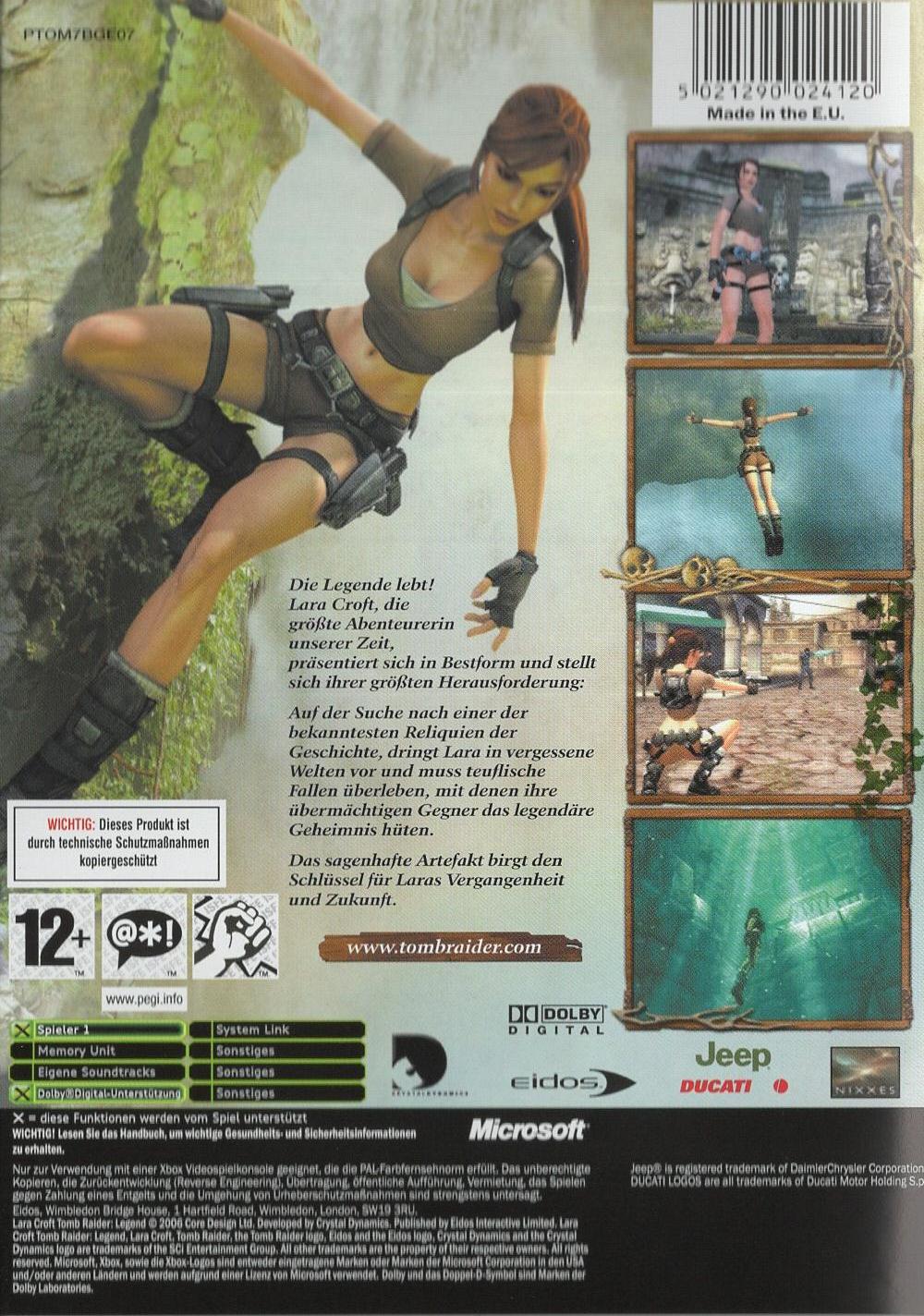 Lara Croft Tomb Raider: Legend - Xbox Rückseite
