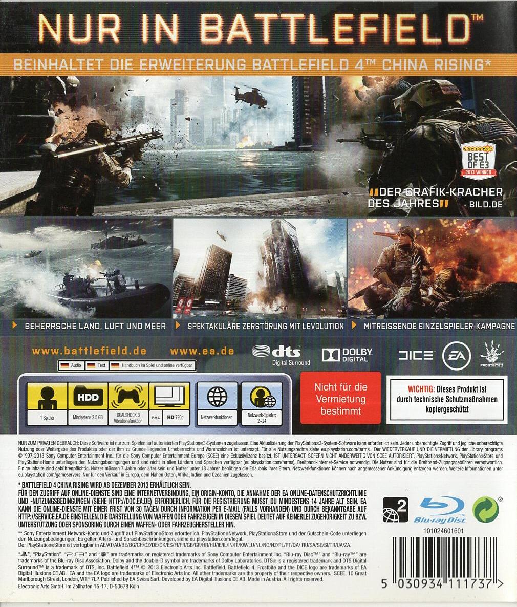 Battlefield 4 - PlayStation 3 Rückseite
