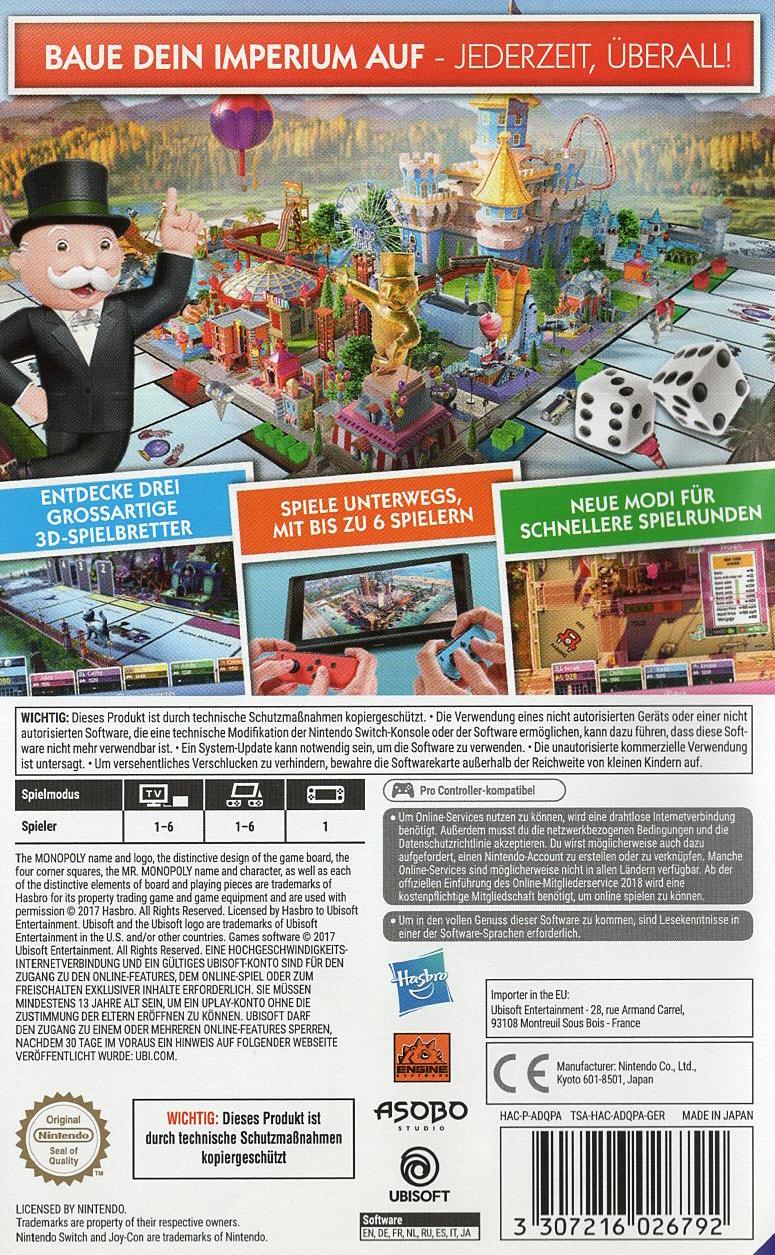 Monopoly für Nintendo Switch - Nintendo Switch Rückseite