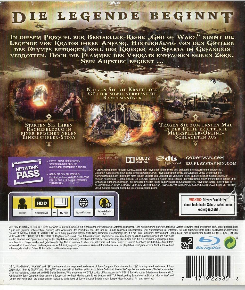 God of War: Ascension - PlayStation 3 Rückseite