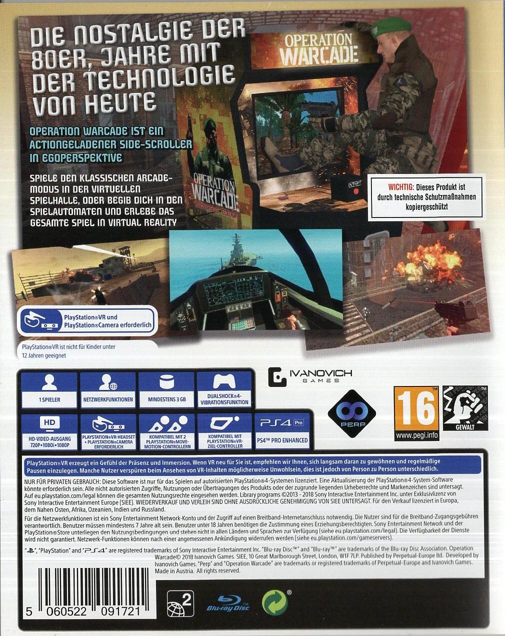 Operation Warcade - PlayStation 4 Rückseite