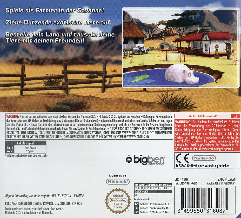 My Exotic Farm - Nintendo 3DS Rückseite