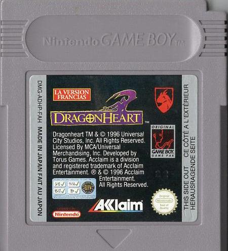 DragonHeart - Game Boy - Modul Vorderseite