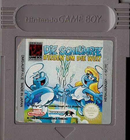 Die Schlümpfe: Reisen um die Welt - Game Boy - Modul Vorderseite