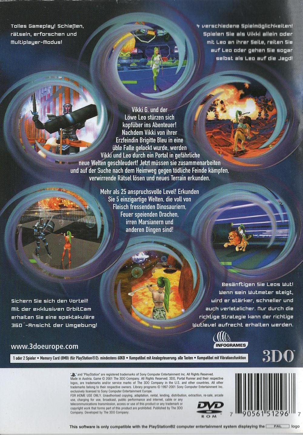 Portal Runner - PlayStation 2 Rückseite
