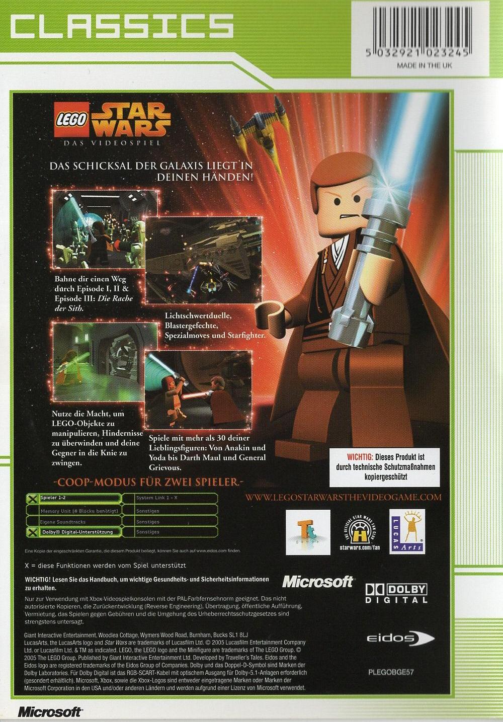 LEGO Star Wars: Das Videospiel - Xbox Rückseite