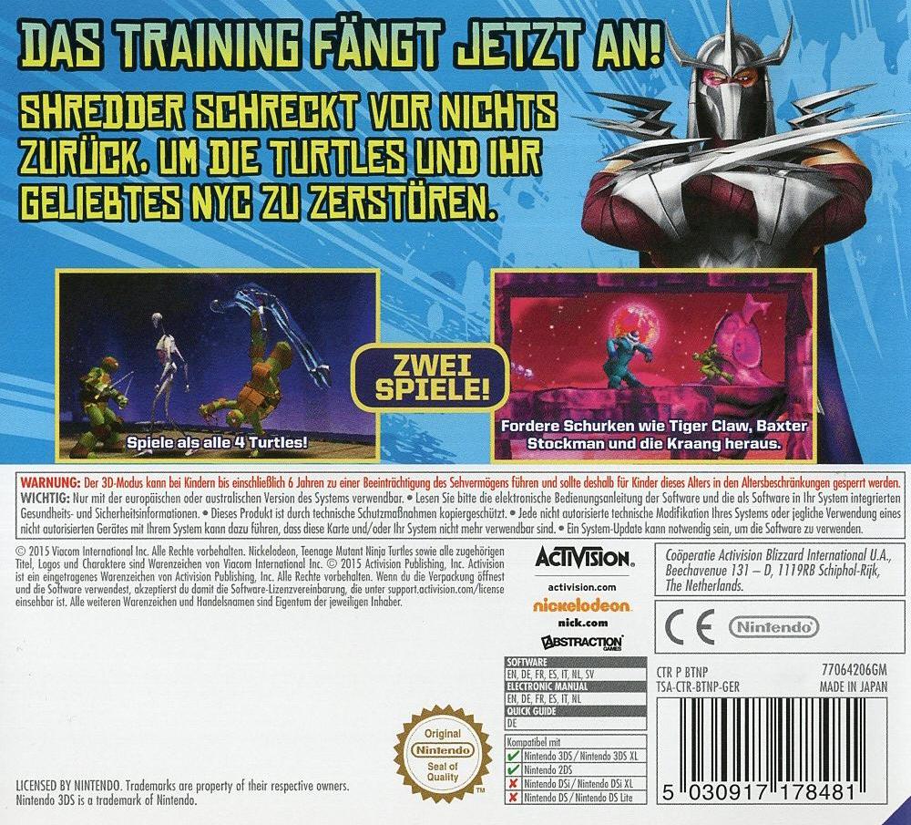 Teenage Mutant Ninja Turtles: Master Splinter's Training Pack - Nintendo 3DS Rückseite
