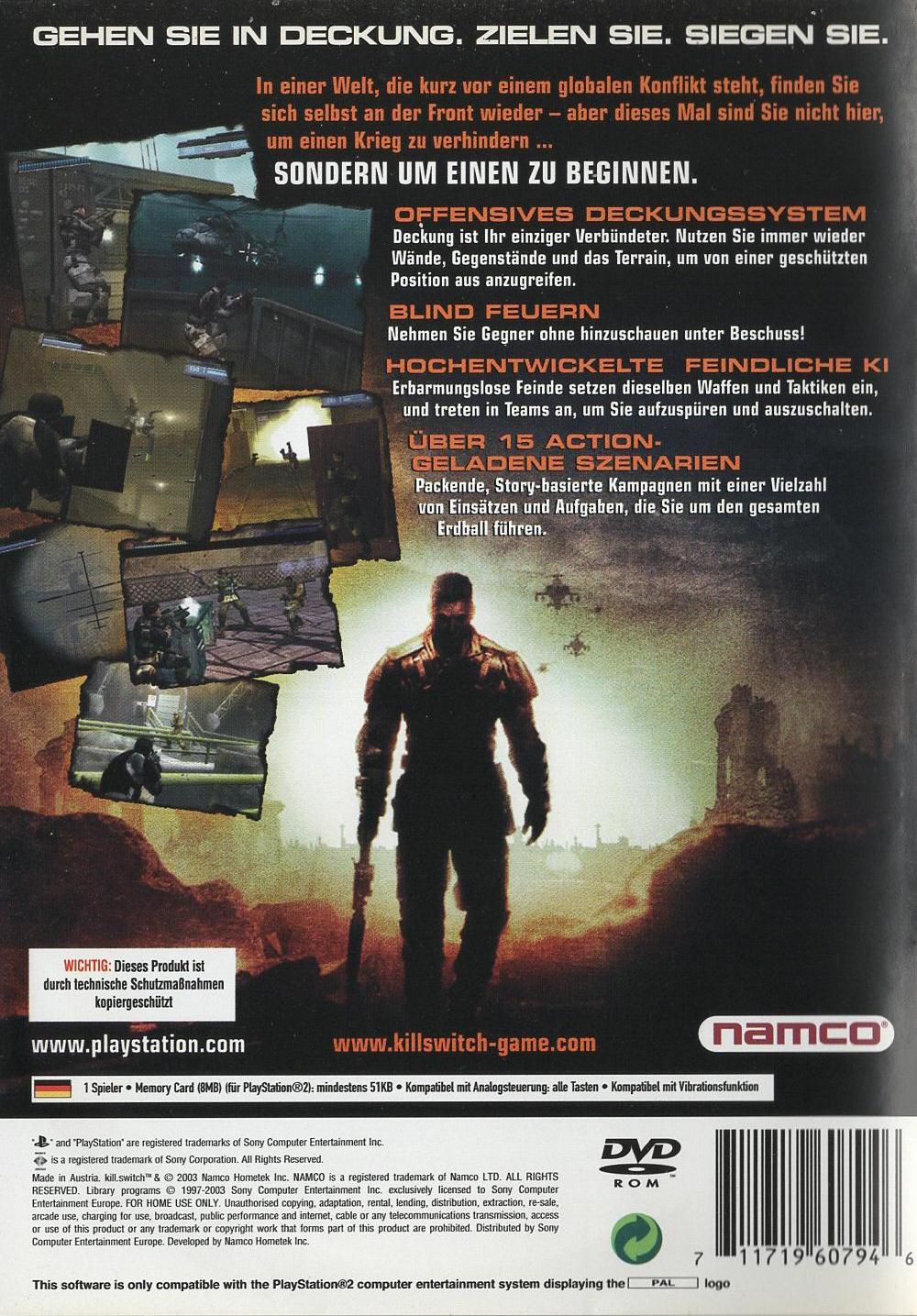 Kill Switch - PlayStation 2 Rückseite