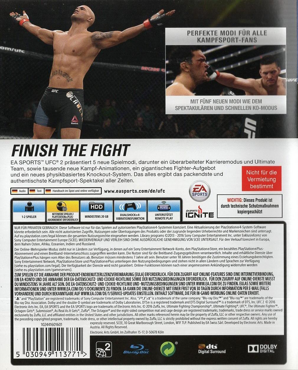 EA Sports UFC 2 - PlayStation 4 Rückseite