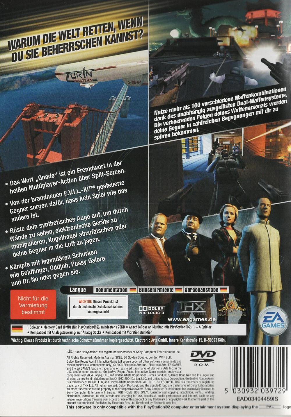 GoldenEye: Rogue Agent - PlayStation 2 Rückseite