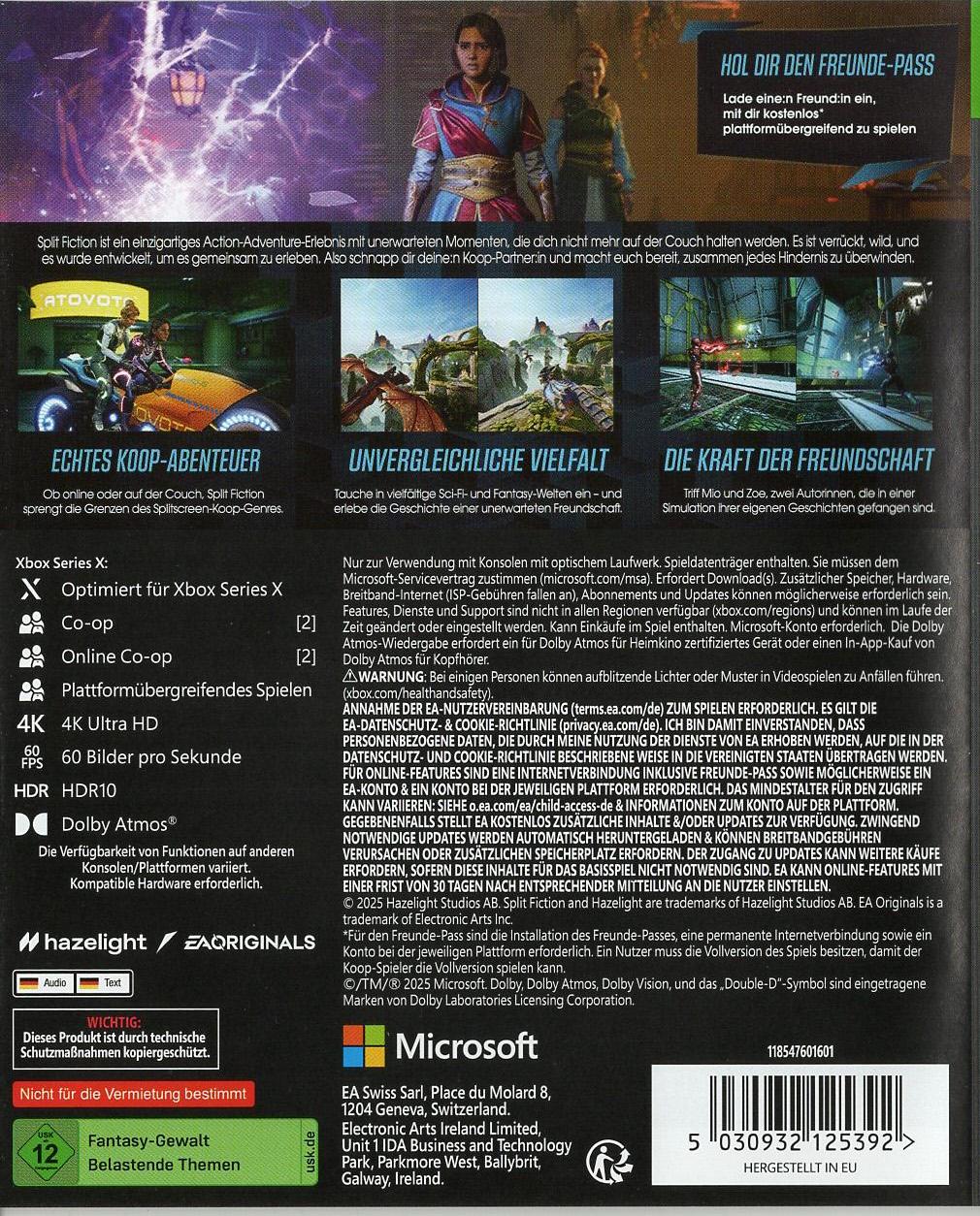 Split Fiction - Xbox Series X/S Rückseite