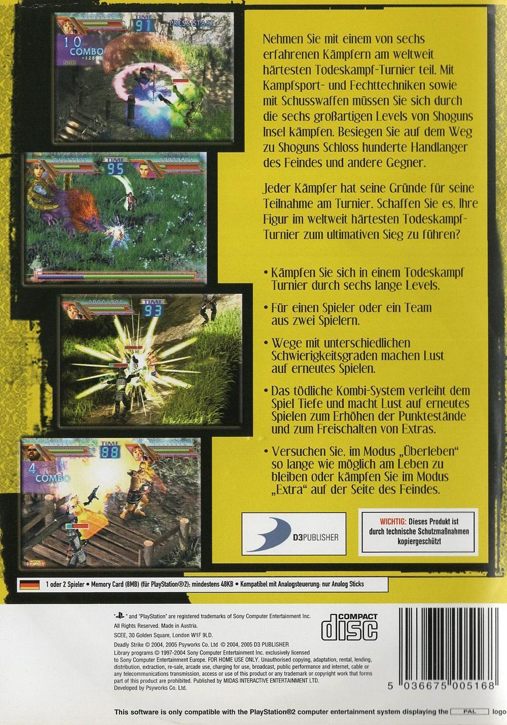 Deadly Strike - PlayStation 2 Rückseite