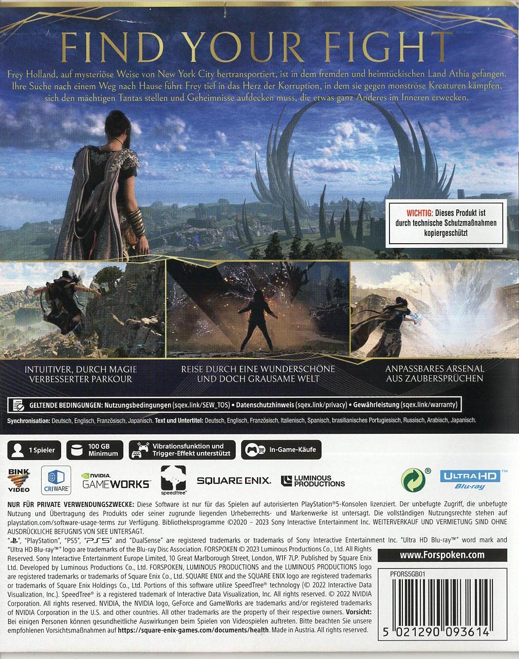 Forspoken - PlayStation 5 Rückseite