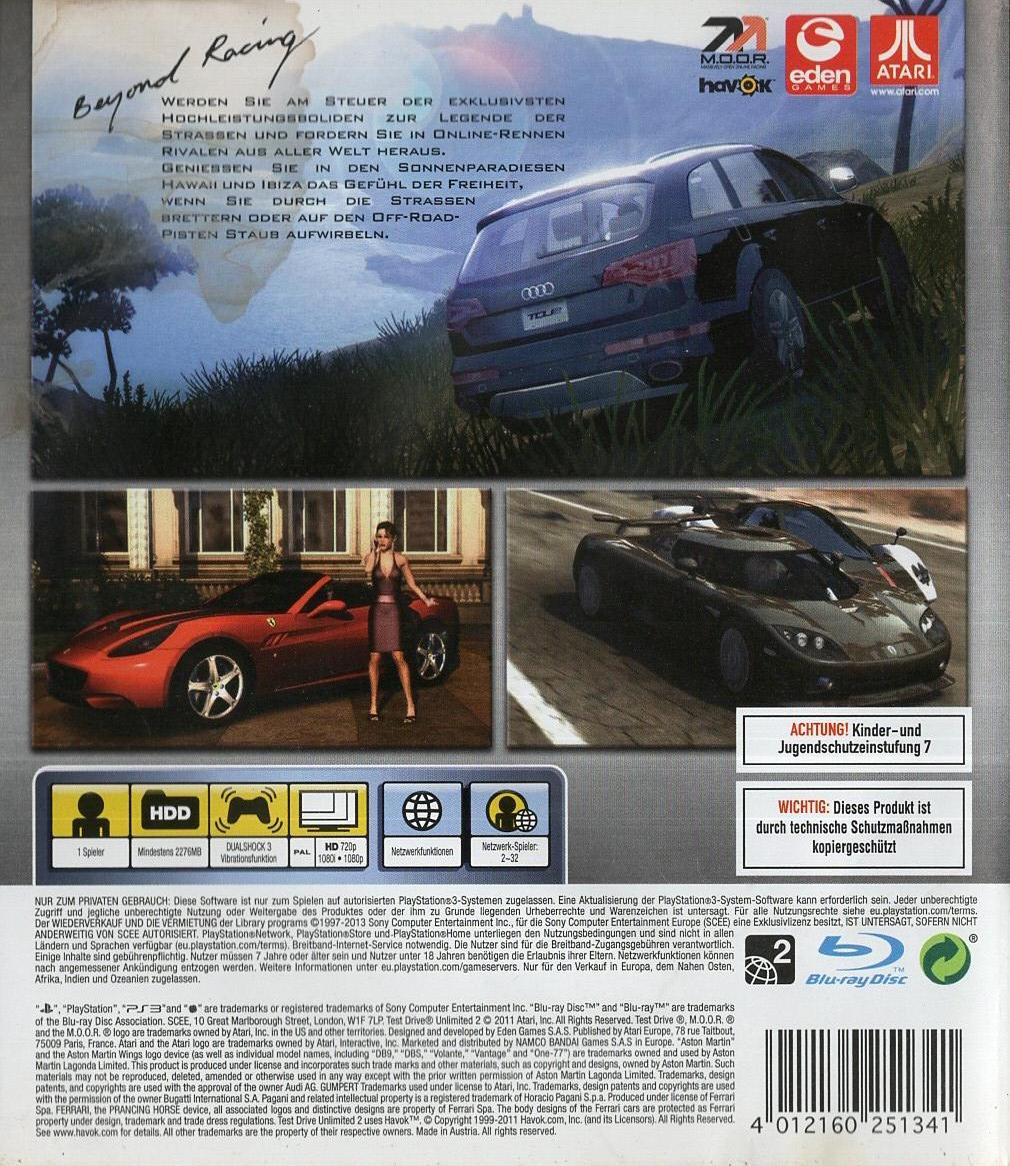 Test Drive Unlimited 2 - PlayStation 3 Rückseite