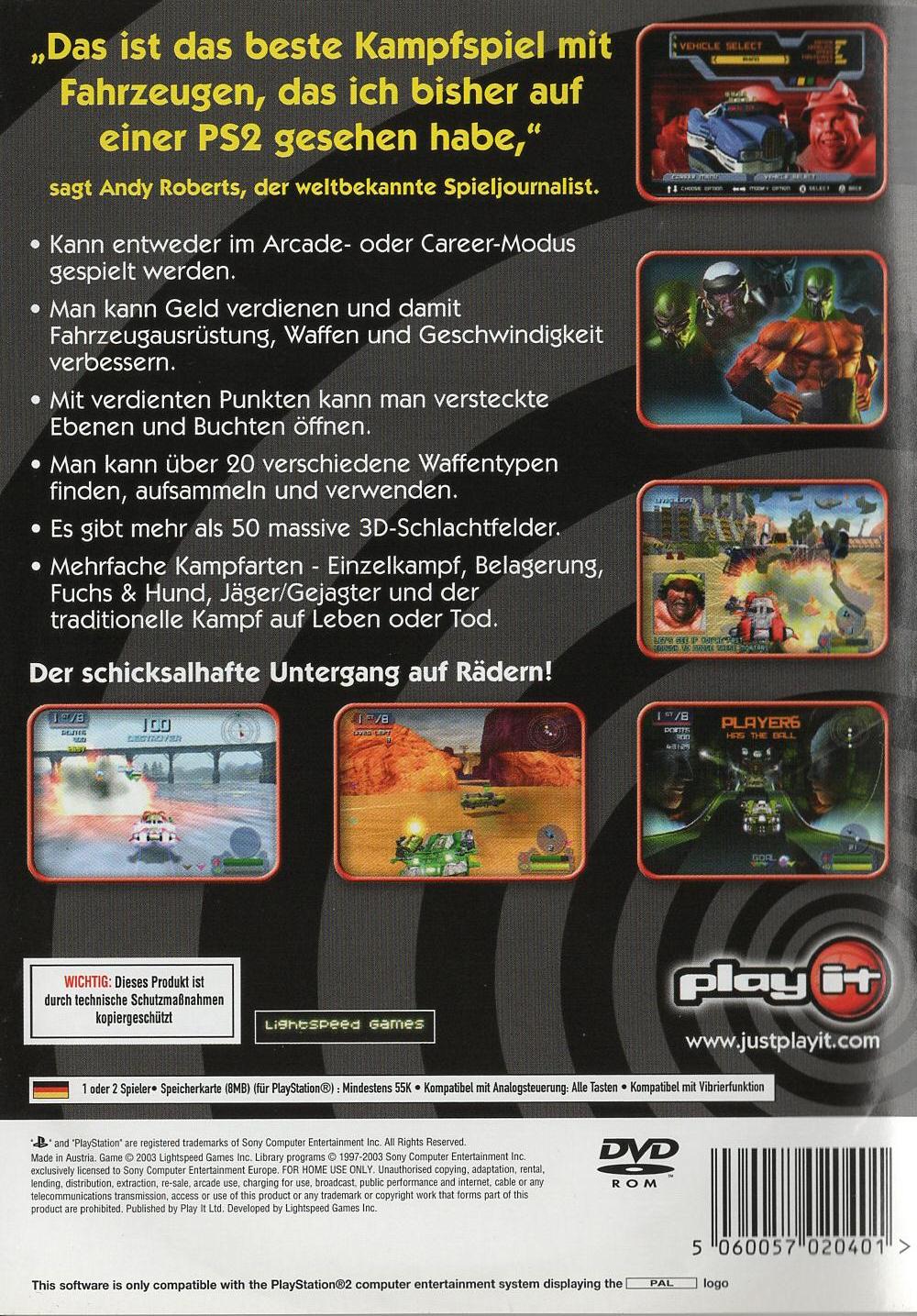 Motorsiege: Warriors of Primetime - PlayStation 2 Rückseite