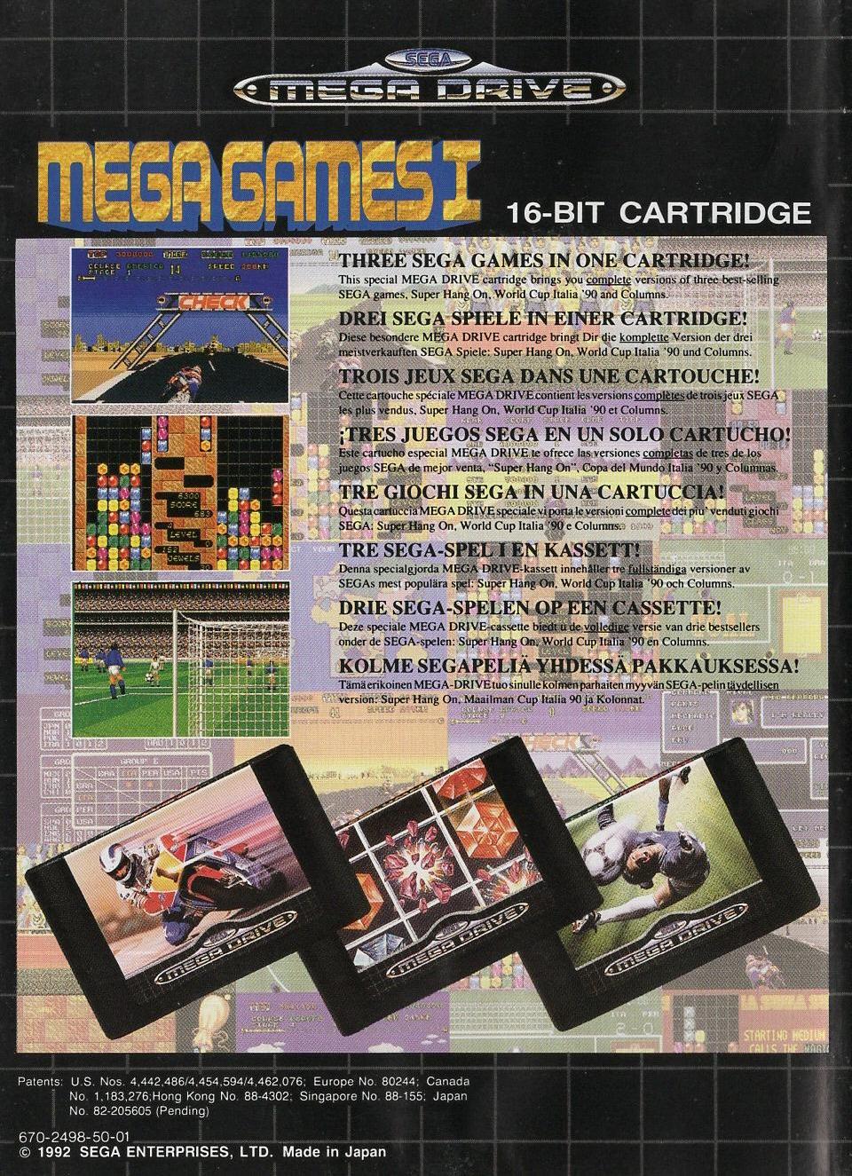Mega Games 1 - Sega Mega Drive Rückseite