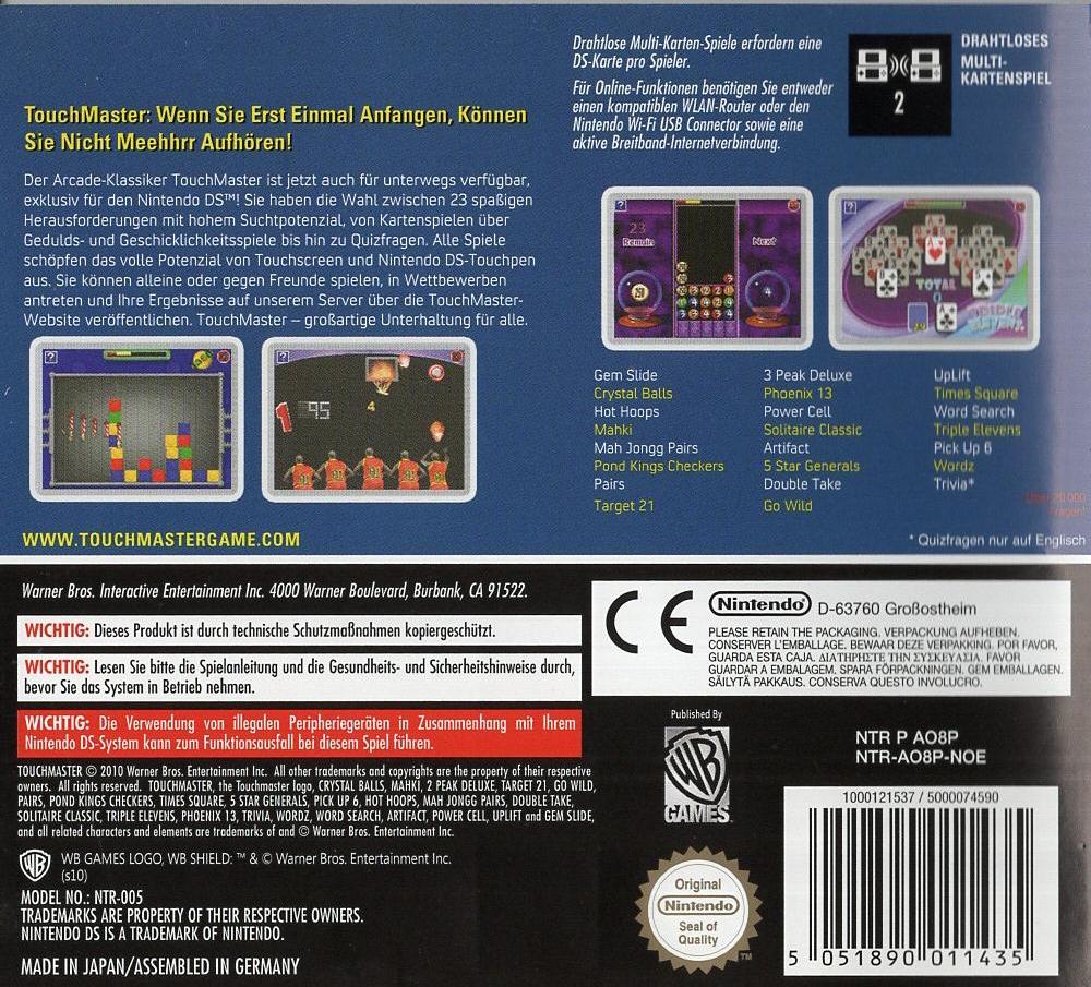TouchMaster - Nintendo DS Rückseite