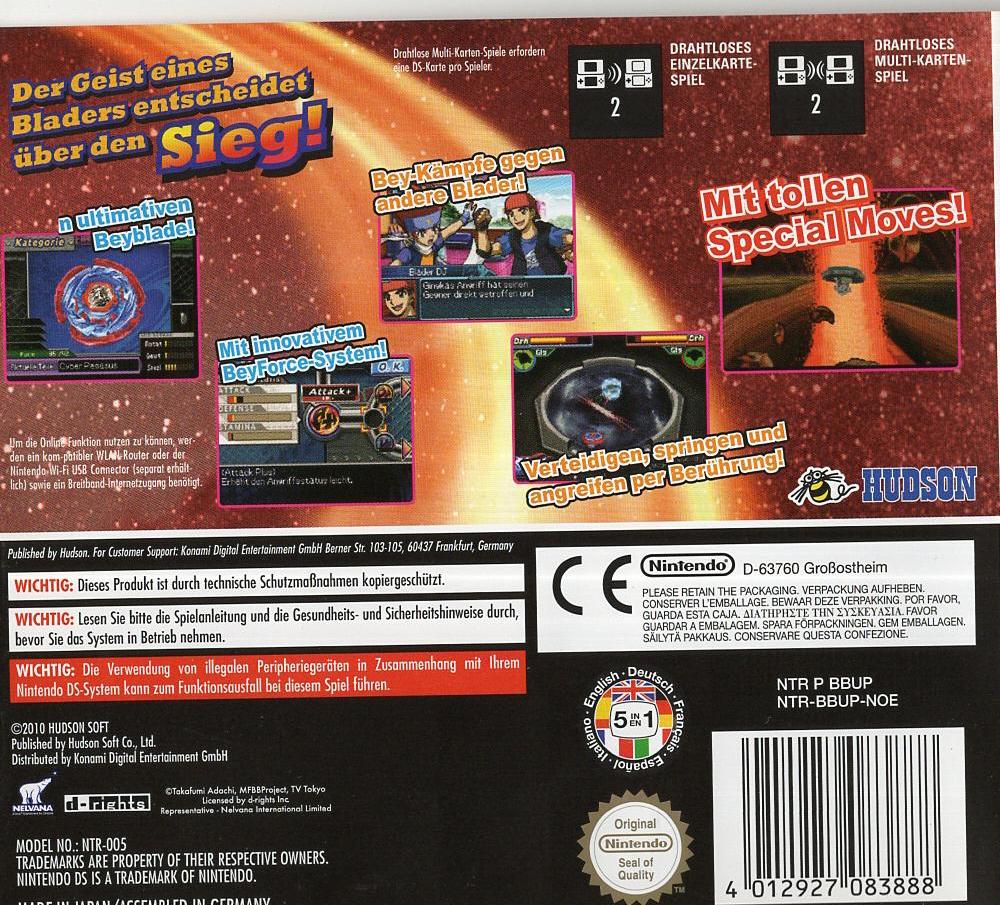 Beyblade Metal Fusion: Cyber Pegasis - Nintendo DS Rückseite