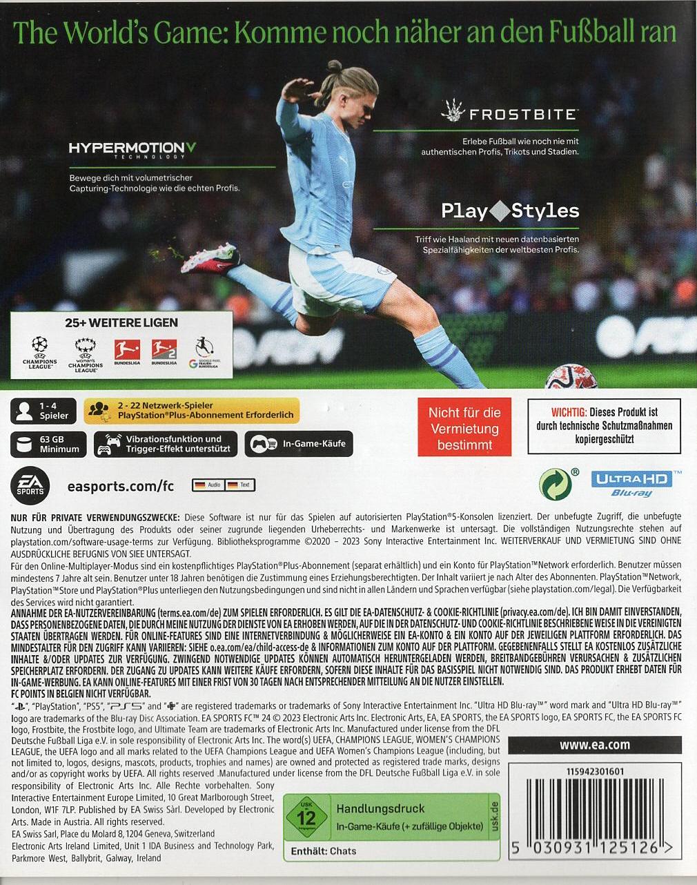 EA Sports FC 24 - PlayStation 5 Rückseite