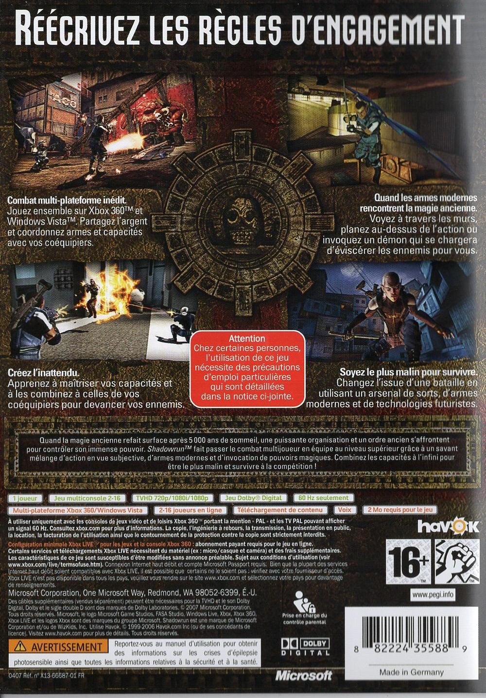 Shadowrun - Xbox 360 Rückseite