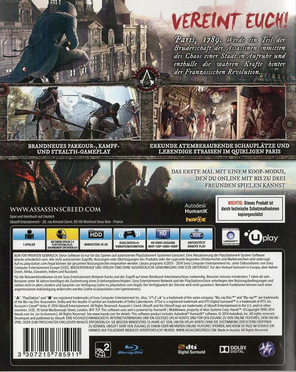 Assassin's Creed Unity - PlayStation 4 Rückseite