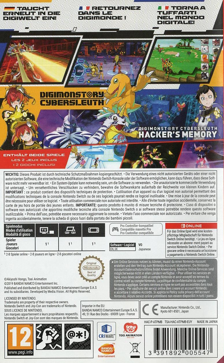 Digimon Story: Cyber Sleuth Complete Edition - Nintendo Switch Rückseite