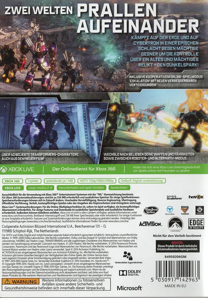 Transformers: The Dark Spark - Xbox 360 Rückseite